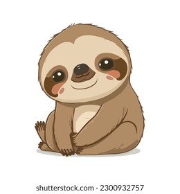 vector cute sloth cartoon style