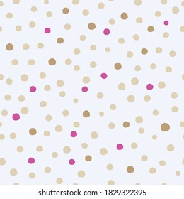 Vector cute small colorful polka dot seamless pattern on light blue background. Christmas snow. Great for fabric, textile, nursery decoration, wrapping paper, scrapbooking. Surface pattern design.