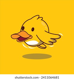 Vector cute smile duck cartoon icon