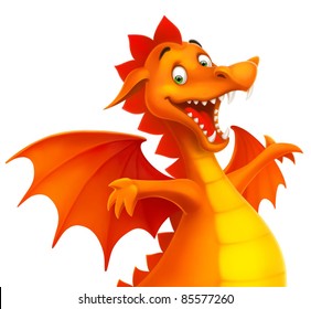 vector cute smiling happy dragon as cartoon or toy isolated on white