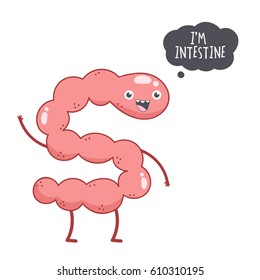 Vector cute smiling intestine