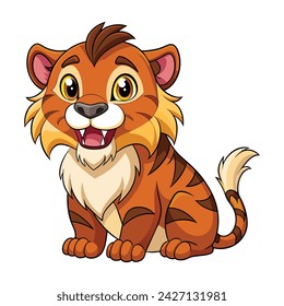 Vector of a cute smilodon cartoon on white background.