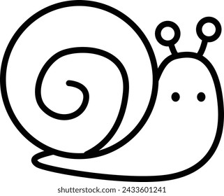 a vector of a cute snail in black and white coloring