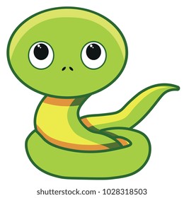 Vector cute snake colorful contoured isolated