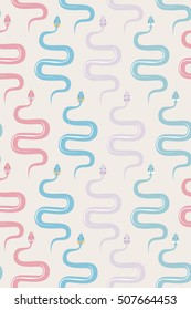 Vector cute snake textile pattern