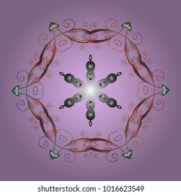 Vector cute snowflakes on colorful background. Vector illustration. Vector snowflakes pattern.