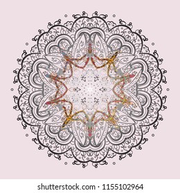 Vector cute snowflakes on colorful background. Vector illustration. Vector snowflakes pattern.