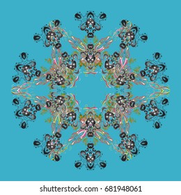 Vector cute snowflakes on colorful background. Vector illustration. Vector snowflakes pattern.