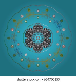 Vector cute snowflakes on colorful background. 