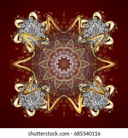 Vector cute snowflakes on colorful background. Vector illustration. Vector snowflakes pattern.