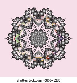 Vector cute snowflakes on colorful background. Vector illustration. 