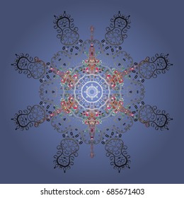 Vector cute snowflakes on colorful background. Vector illustration. 