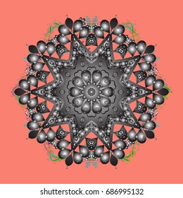 Vector cute snowflakes on colorful background. Vector illustration. Vector snowflakes pattern.