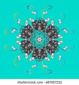 Vector cute snowflakes on colorful background. Vector illustration. Vector snowflakes pattern.