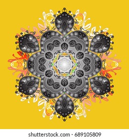 Vector cute snowflakes on colorful background. Vector illustration. Vector snowflakes pattern.