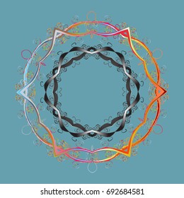 Vector cute snowflakes on colorful background. Vector illustration. Vector snowflakes pattern.