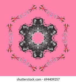 Vector cute snowflakes on colorful background. Vector illustration. Vector snowflakes pattern.