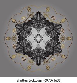 Vector cute snowflakes on colorful background. Vector illustration. Vector snowflakes pattern.