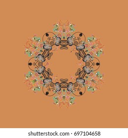 Vector cute snowflakes on colorful background. Vector illustration. Vector snowflakes pattern.