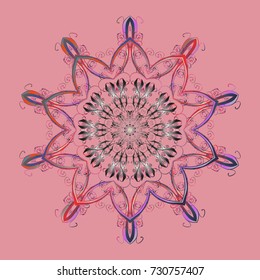 Vector cute snowflakes on colorful background. Vector illustration. Vector snowflakes pattern.