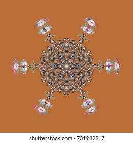 Vector cute snowflakes on colorful background. Vector illustration. Vector snowflakes pattern.