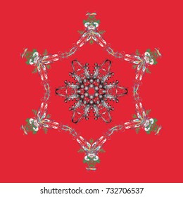 Vector cute snowflakes on colorful background. Vector illustration. Vector snowflakes pattern.