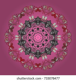 Vector cute snowflakes on colorful background. Vector illustration. Vector snowflakes pattern.