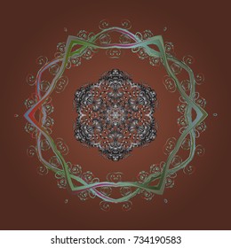 Vector cute snowflakes on colorful background. Vector illustration. Vector snowflakes pattern.