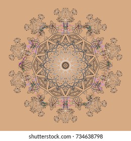 Vector cute snowflakes on colorful background. Vector illustration. Vector snowflakes pattern.