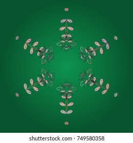 Vector cute snowflakes on colorful background. Vector illustration. Vector snowflakes pattern.