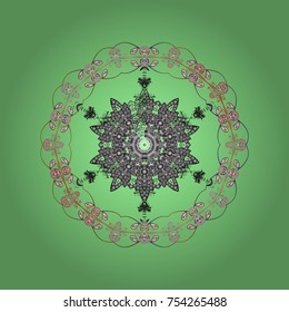 Vector cute snowflakes on colorful background. Vector illustration. Vector snowflakes pattern.