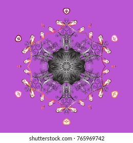 Vector cute snowflakes on colorful background. Vector illustration. Vector snowflakes pattern.