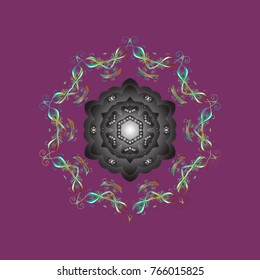 Vector cute snowflakes on colorful background. Vector illustration. Vector snowflakes pattern.