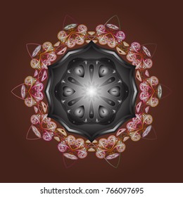Vector cute snowflakes on colorful background. Vector illustration. Vector snowflakes pattern.