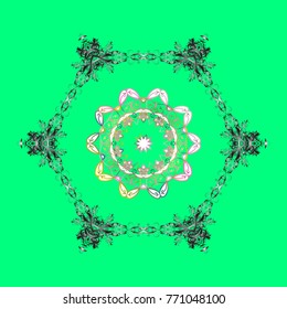 Vector cute snowflakes on colorful background. Vector illustration. Vector snowflakes pattern.