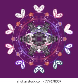 Vector cute snowflakes on colorful background. Vector illustration. Vector snowflakes pattern.