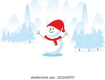 vector cute snowman celebrating christmas