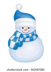 Vector cute snowman isolated.