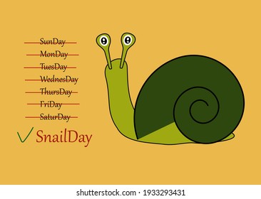 vector cute soft toy snail illustration (days of the week: snail day)