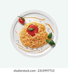 vector cute spaghetti cartoon style