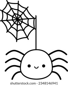 a vector of a cute spider in black and white coloring