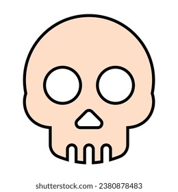 Vector cute spooky skull outline icon vector illustration