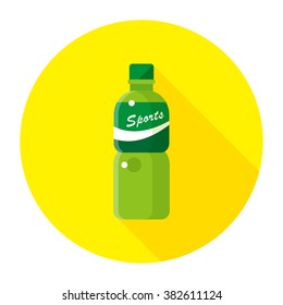 vector cute sports drink, electrolyte drink set / cartoon, flat, icon, circle / green and yellow on white