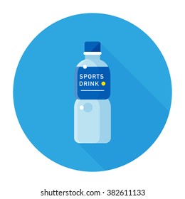 Vector Cute Sports Drink, Electrolyte Drink Set / Cartoon, Flat, Icon, Circle / Blue On White