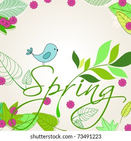 Vector cute spring bird illustration