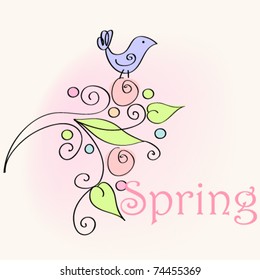 Vector cute spring bird illustration