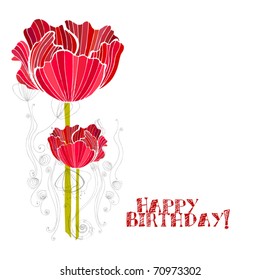 Vector cute spring floral background for your birthday card