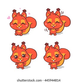 vector cute squirrel mascot set