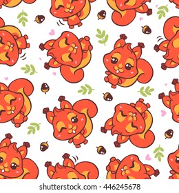 vector cute squirrel seamless pattern