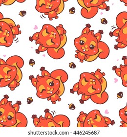 vector cute squirrel seamless pattern